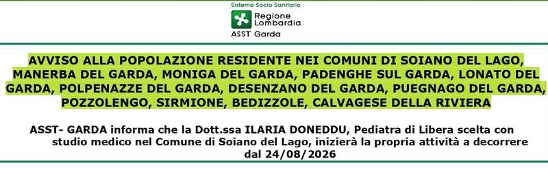 INIZIO ATTIVITA' Pediatra di Libera scelta Dott.ssa ILARIA DONEDDU